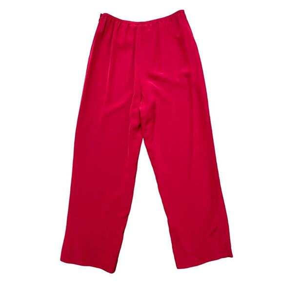 VTG TALBOTS Pure Silk High Rise Straight Leg Lined Pants in Red SZ 8 - Picture 5 of 9